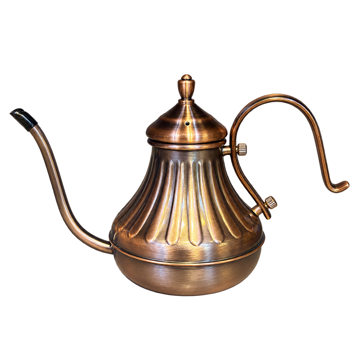 650 ml tea kettle with long curved spout and bronze-toned finish