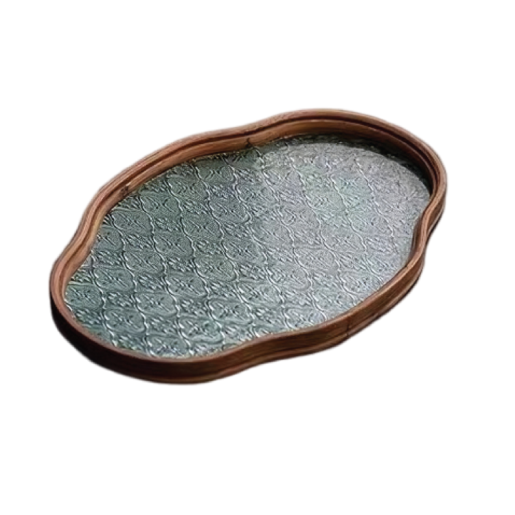 Tea Tray - Wooden Edge (Clear)