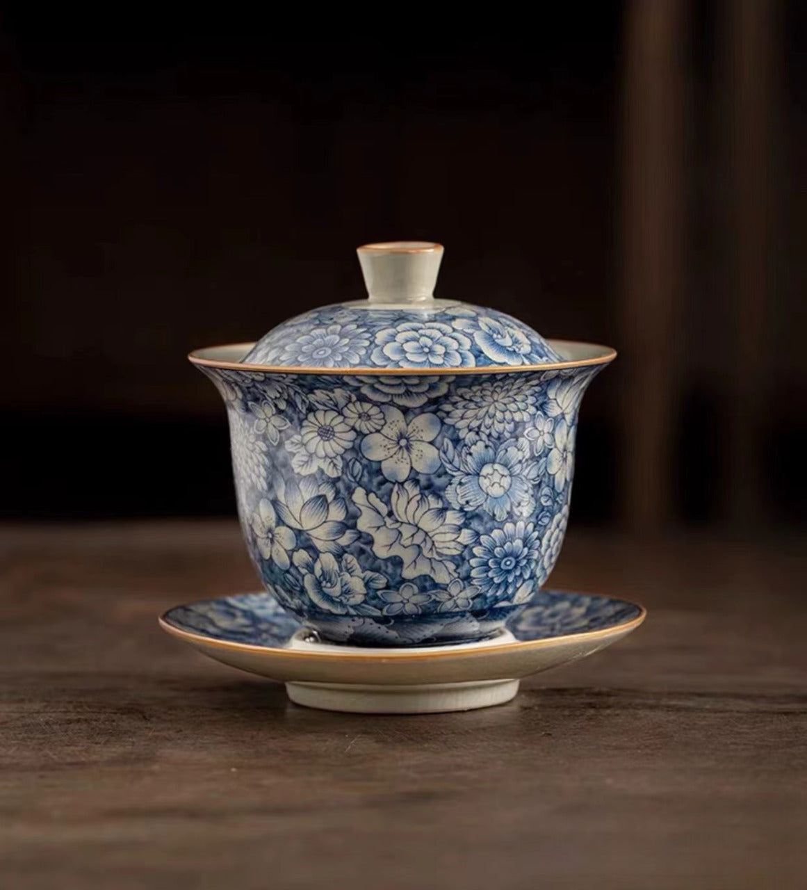 Blue White Floral Gaiwan (160ml)